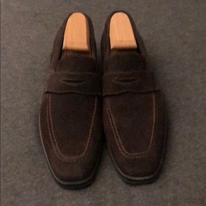 Mens Donald Pliner brown suede loafers size 8.5